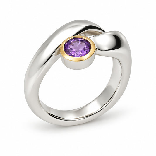 Amethyst and Blue Topaz ring in sterling silver by Joryel Vera, style R6984 - view 2