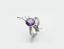 Load image into Gallery viewer, Amethyst and Blue Topaz ring in sterling silver by Joryel Vera, style R5823
