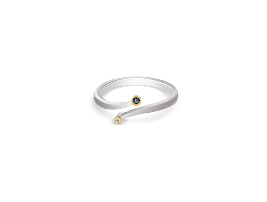 Blue Sapphire and Diamond ring in sterling silver by Joryel Vera, style R3466