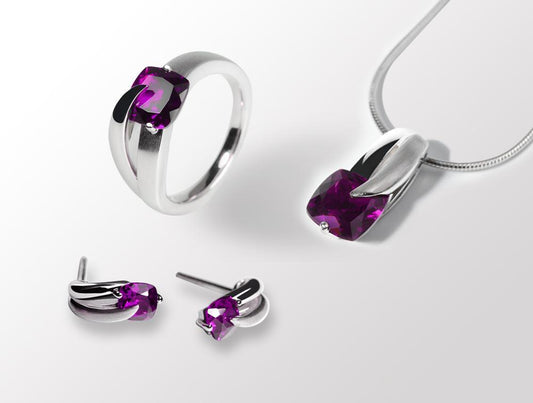 Amethyst and Blue Topaz jewelry set in sterling silver by Joryel Vera - view 4