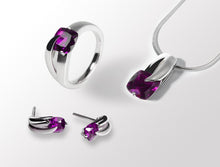 Load image into Gallery viewer, Amethyst and Blue Topaz jewelry set in sterling silver by Joryel Vera - view 4