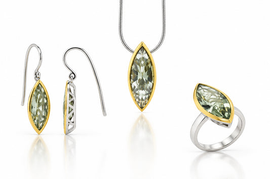 Amethyst jewelry set in sterling silver by Joryel Vera, style SET558