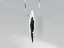 Load image into Gallery viewer, Black Onyx and White Agate pendant in sterling silver by Joryel Vera, style P4330