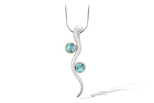 Load image into Gallery viewer, Blue Topaz and Garnet pendant in sterling silver by Joryel Vera, style P7561 - view 4