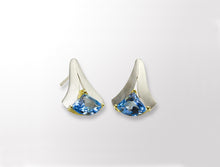Load image into Gallery viewer, Blue Topaz and Garnet earrings in sterling silver by Joryel Vera, style E7826