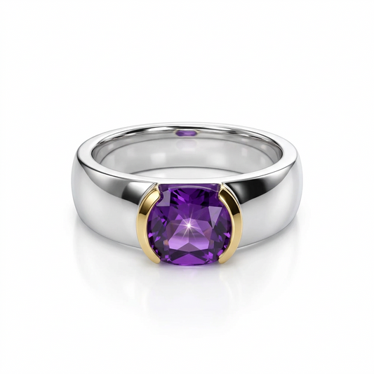 Amethyst and Blue Topaz ring in sterling silver by Joryel Vera, style R6096 - view 2