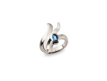 Load image into Gallery viewer, Blue Topaz and Garnet ring in sterling silver by Joryel Vera, style R5830 - view 2