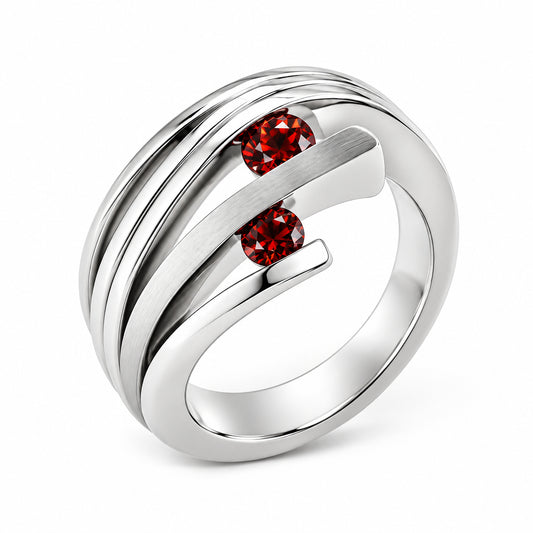 Garnet and London Blue Topaz ring in sterling silver by Joryel Vera, style R4207
