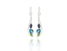 Load image into Gallery viewer, Blue Topaz and Sky Blue Topaz earrings in sterling silver by Joryel Vera, style E9898