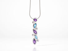 Load image into Gallery viewer, Amethyst and Blue Topaz pendant in sterling silver by Joryel Vera, style P3828