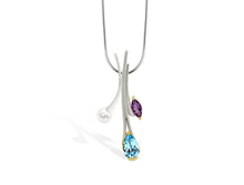 Load image into Gallery viewer, Amethyst and Blue Topaz pendant in sterling silver by Joryel Vera, style SET163 - view 8