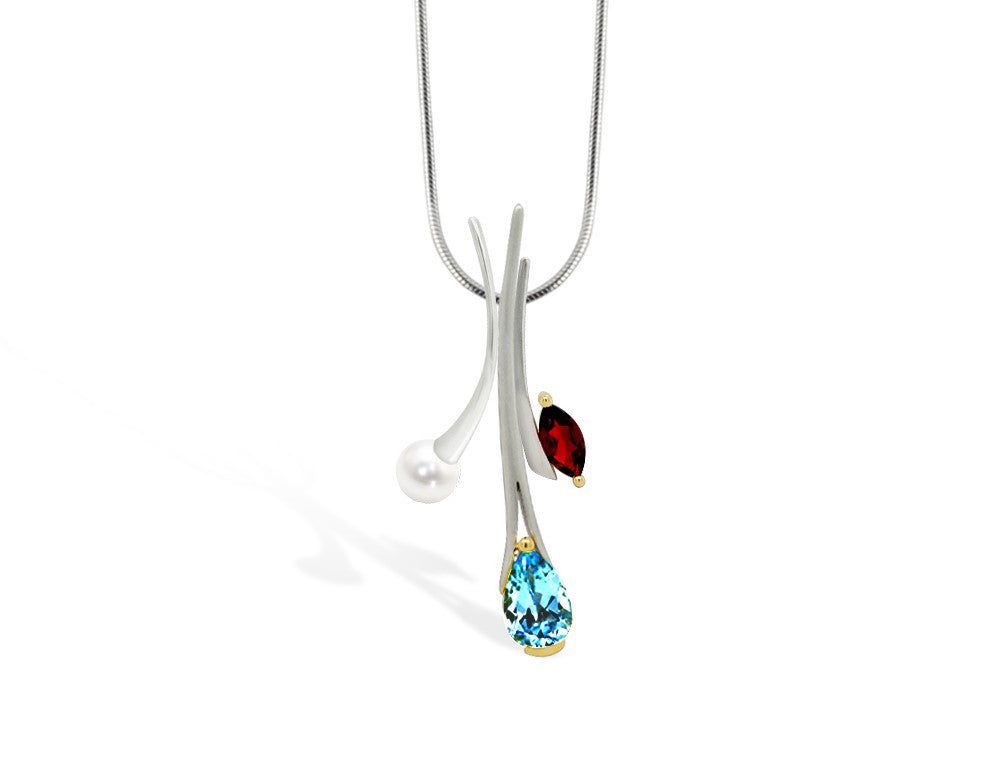 Amethyst and Blue Topaz pendant in sterling silver by Joryel Vera, style SET163