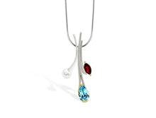 Load image into Gallery viewer, Amethyst and Blue Topaz pendant in sterling silver by Joryel Vera, style SET163