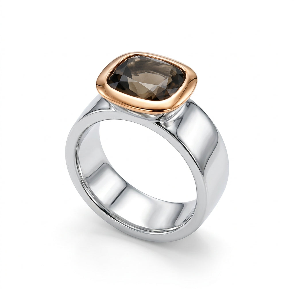 Faceted Cushion Cut Gemstone Ring | R4052