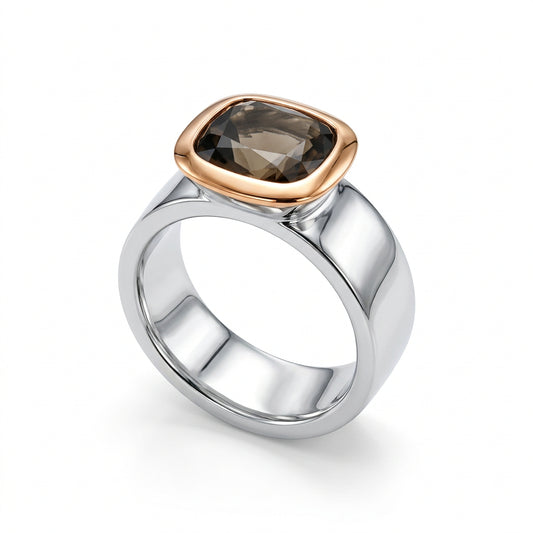 Faceted Cushion Cut Gemstone Ring | R4052