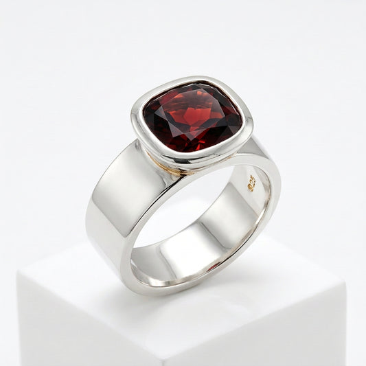 Faceted Cushion Cut Gemstone Ring | R4052