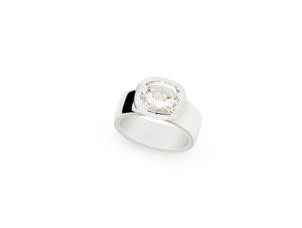 Faceted Cushion Cut Gemstone Ring | R4052