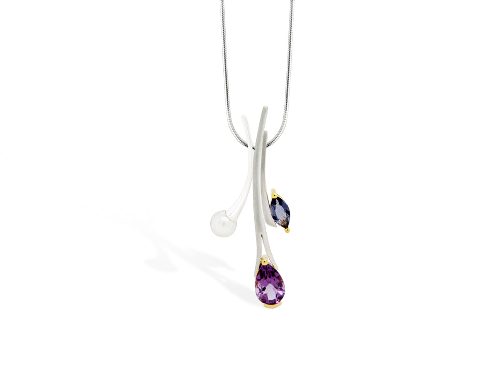 Amethyst and Blue Topaz pendant in sterling silver by Joryel Vera, style SET163 - view 2