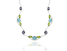 Load image into Gallery viewer, Blue Topaz and Sky Blue Topaz necklace in sterling silver by Joryel Vera, style N3329 - view 3