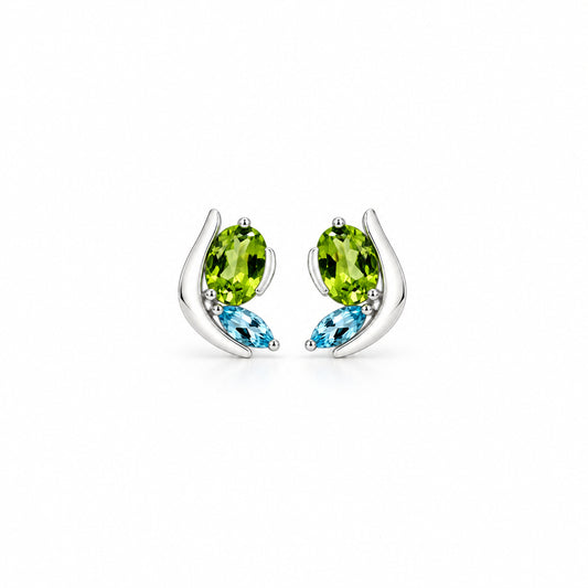 Blue Topaz and Sky Blue Topaz earrings in sterling silver by Joryel Vera, style E9897