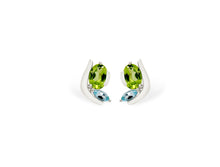 Load image into Gallery viewer, Blue Topaz and Sky Blue Topaz earrings in sterling silver by Joryel Vera, style E9897