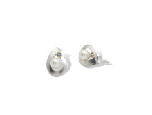 Load image into Gallery viewer, Blue Topaz and Cultured Pearl earrings in sterling silver by Joryel Vera, style E9293 - view 3