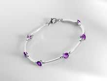 Load image into Gallery viewer, Amethyst and Blue Topaz bracelet in sterling silver by Joryel Vera, style B1111 - view 9