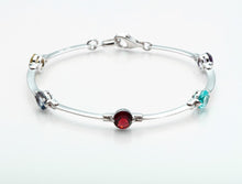 Load image into Gallery viewer, Amethyst and Blue Topaz bracelet in sterling silver by Joryel Vera, style B1111 - view 5