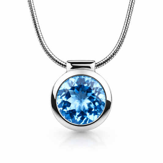 Blue Topaz and Green Amethyst pendant in sterling silver by Joryel Vera, style P2760