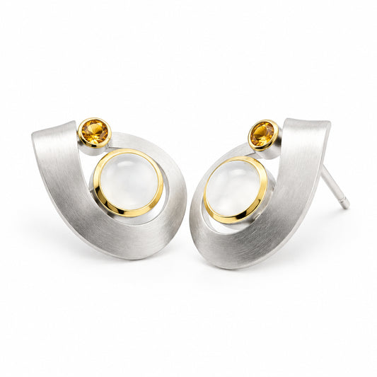 Citrine and Moonstone earrings in sterling silver by Joryel Vera, style E9292