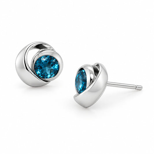 Amethyst and Blue Topaz earrings in sterling silver by Joryel Vera, style E9291 - view 6