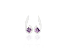 Load image into Gallery viewer, Garnet and London Blue Topaz earrings in sterling silver by Joryel Vera, style E9326