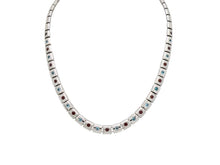 Load image into Gallery viewer, Blue Topaz and Garnet necklace in sterling silver by Joryel Vera, style N3350 - view 6