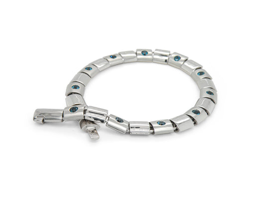 Blue Topaz and Garnet bracelet in sterling silver by Joryel Vera, style B3169 - view 3