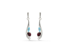 Load image into Gallery viewer, Blue Topaz and Sky Blue Topaz earrings in sterling silver by Joryel Vera, style E9898 - view 2