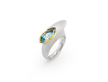 Load image into Gallery viewer, Blue Topaz and Green Quartz ring in sterling silver by Joryel Vera, style R4992