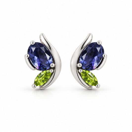 Blue Topaz and Sky Blue Topaz earrings in sterling silver by Joryel Vera, style E9897 - view 2
