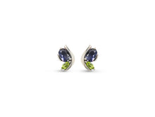Load image into Gallery viewer, Blue Topaz and Sky Blue Topaz earrings in sterling silver by Joryel Vera, style E9897 - view 2