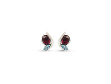 Load image into Gallery viewer, Blue Topaz and Sky Blue Topaz earrings in sterling silver by Joryel Vera, style E9897 - view 3