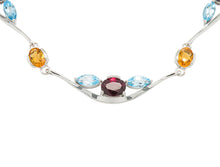 Load image into Gallery viewer, Blue Topaz and Sky Blue Topaz necklace in sterling silver by Joryel Vera, style N3329 - view 5