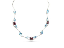 Load image into Gallery viewer, Blue Topaz and Sky Blue Topaz necklace in sterling silver by Joryel Vera, style N3329 - view 6