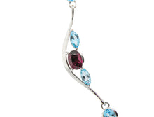 Load image into Gallery viewer, Blue Topaz and Sky Blue Topaz necklace in sterling silver by Joryel Vera, style N3329 - view 7