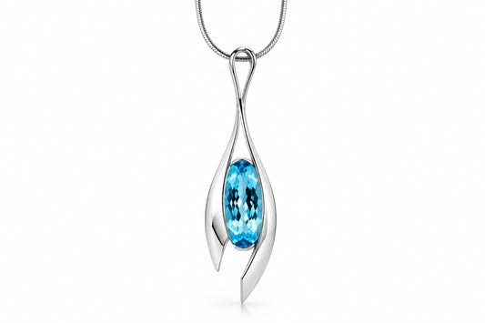 Rose Quartz and Sky Blue Topaz pendant in sterling silver by Joryel Vera, style P7601 - view 3