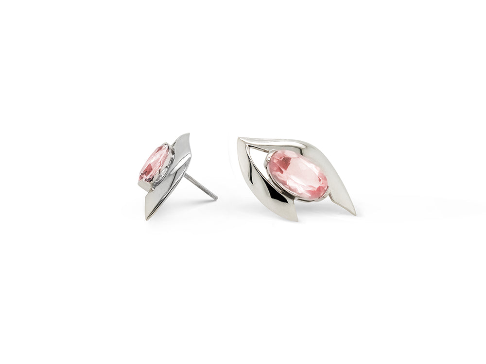 Green Quartz and Rose Quartz earrings in sterling silver by Joryel Vera, style E9891