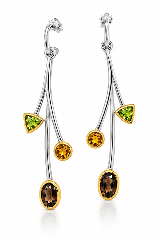 Amethyst and Blue Topaz earrings in sterling silver by Joryel Vera, style E8435 - view 2