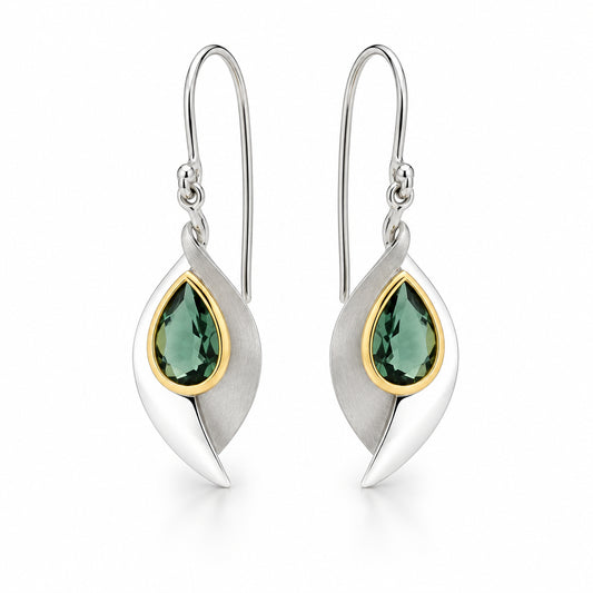 Citrine and Green Amethyst earrings in sterling silver by Joryel Vera, style E9285 - view 2