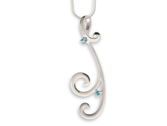 Blue Topaz and White Topaz pendant in sterling silver by Joryel Vera, style P6492 - view 2