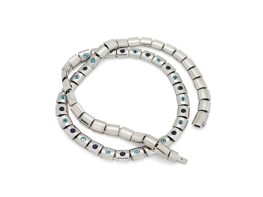 Blue Topaz and Garnet necklace in sterling silver by Joryel Vera, style N3350 - view 3