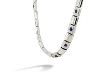 Load image into Gallery viewer, Blue Topaz and Garnet necklace in sterling silver by Joryel Vera, style N3350