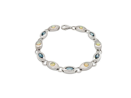 London Blue Topaz and Opal bracelet in sterling silver by Joryel Vera, style B3134